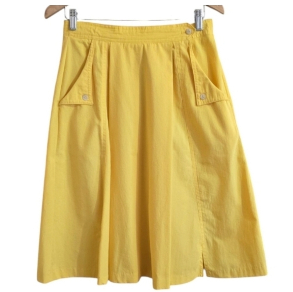 Vintage Summit Sportwear Stretch Waist Yellow Knee Length Skirt. Size 10